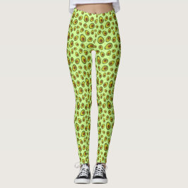 Leggings Patrón de Fruta de aguacate Lime Green