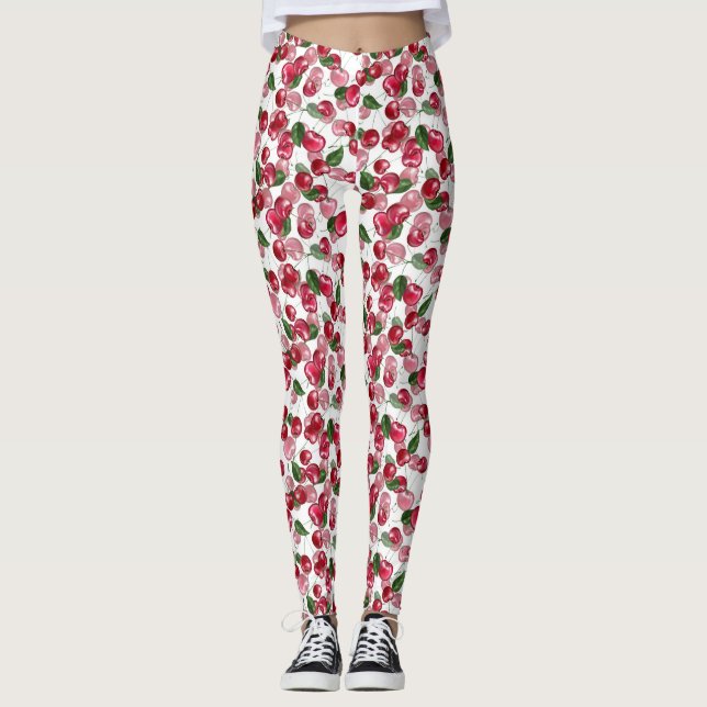 Leggings Patrón de fruta de cerezo (Anverso)