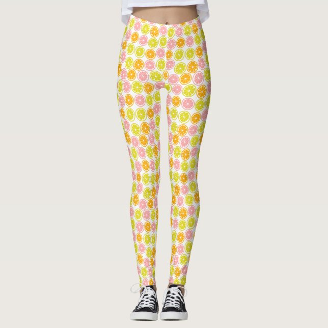 Leggings Patrón de fruta de cítricos divertidos (Anverso)