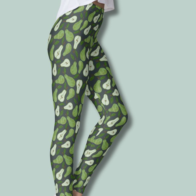 Leggings patrón de fruta de pera de huerta (Green Pear Orchard Fruit pattern leggings)