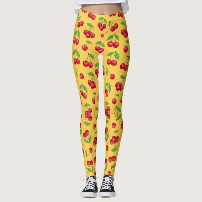 Leggings Patrón de Fruta Perfecta de Cereza Dulce (Anverso)