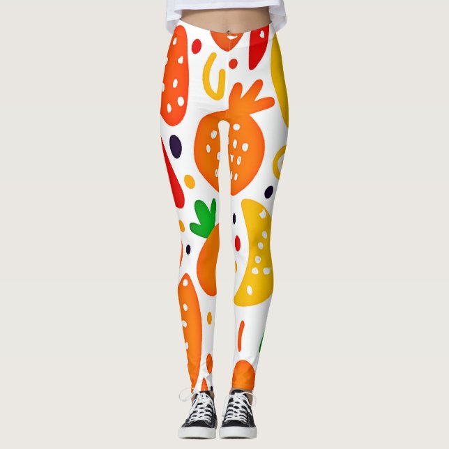 Leggings Patrón de fruta vibrante (Anverso)
