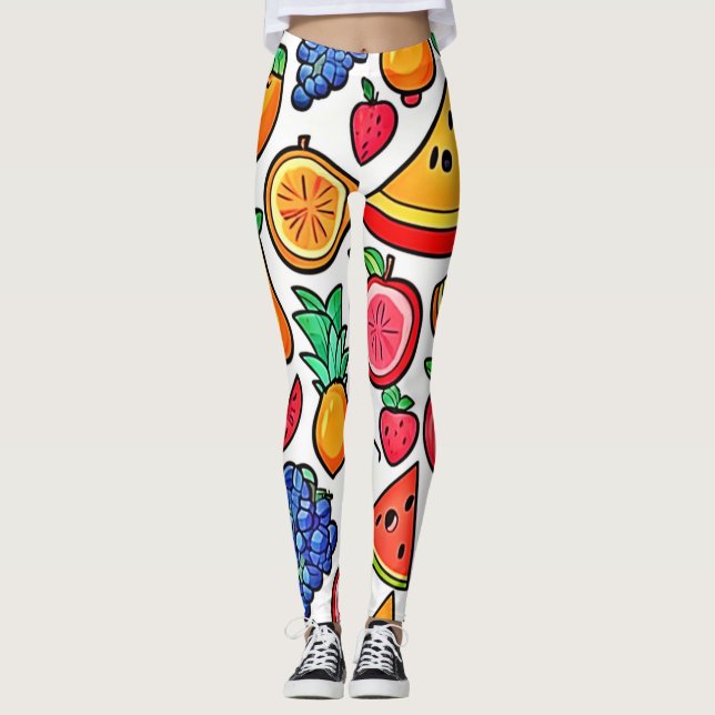 Leggings Patrón de fruta vibrante (Anverso)