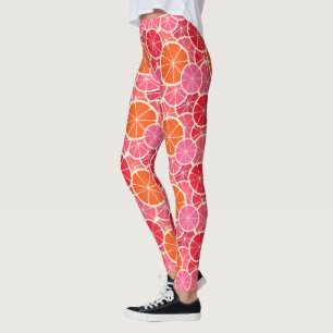 Leggings Patrón de frutas de cítricos de naranja y pomelo