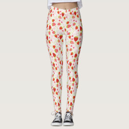 Leggings Patrón de frutas de fresa roja curada