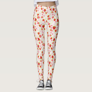 Leggings Patrón de frutas de fresa roja curada