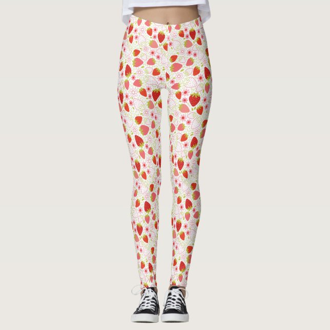 Leggings Patrón de frutas de fresa roja curada (Anverso)