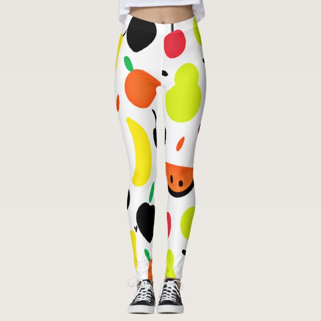 Leggings Patrón de frutas de la Neón de Brillo Tropical (Anverso)