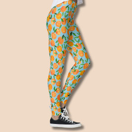 Leggings Patrón de frutas de los naranjas de cítricos