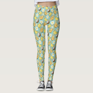Leggings Patrón de frutas tropicales de verano