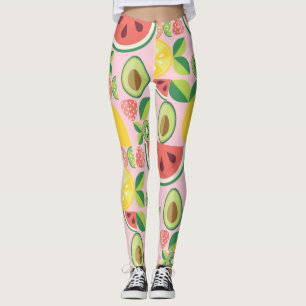 Leggings Patrón de frutas y hojas