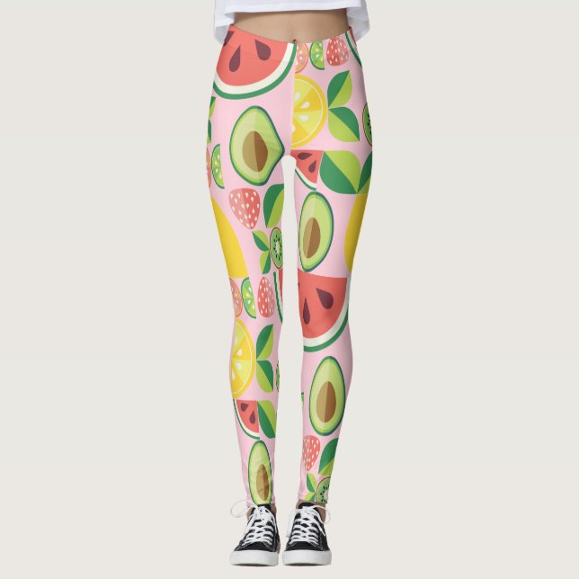 Leggings Patrón de frutas y hojas (Anverso)