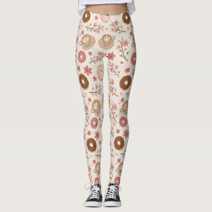 Leggings Patrón de funda de café Flor de Cerezo (3)