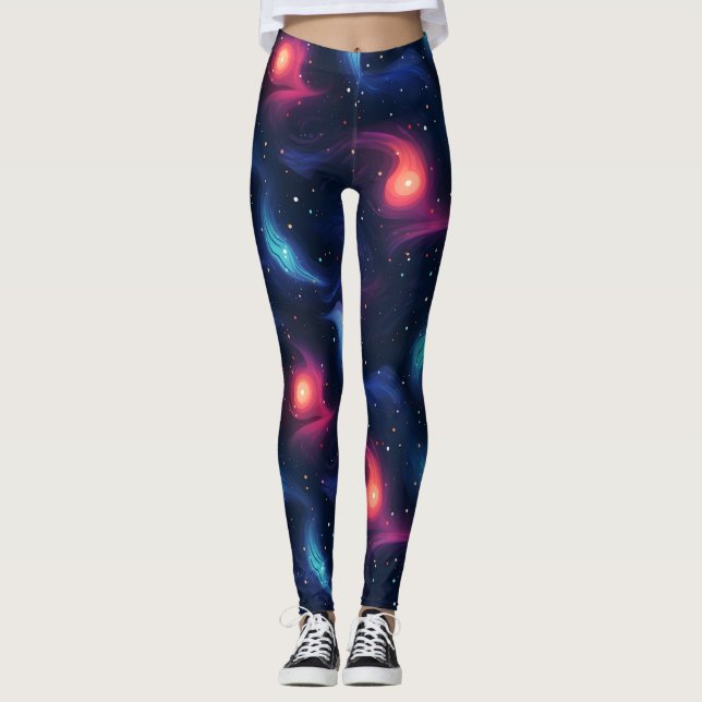 Leggings Patrón de galaxia azul oscuro (Anverso)