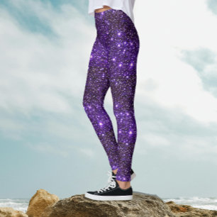 Leggings Patrón de galaxia púrpura con brillo glitzy genial