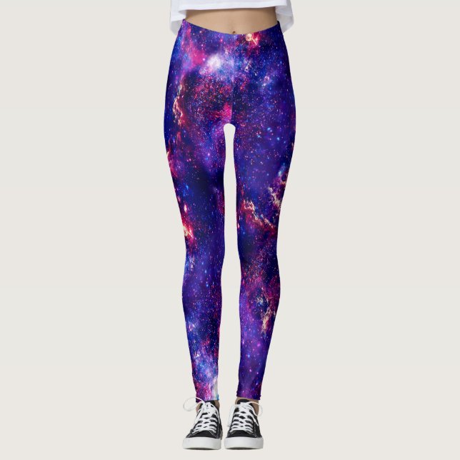 Leggings Patrón de galaxias de nebula de velocidad de retor (Anverso)