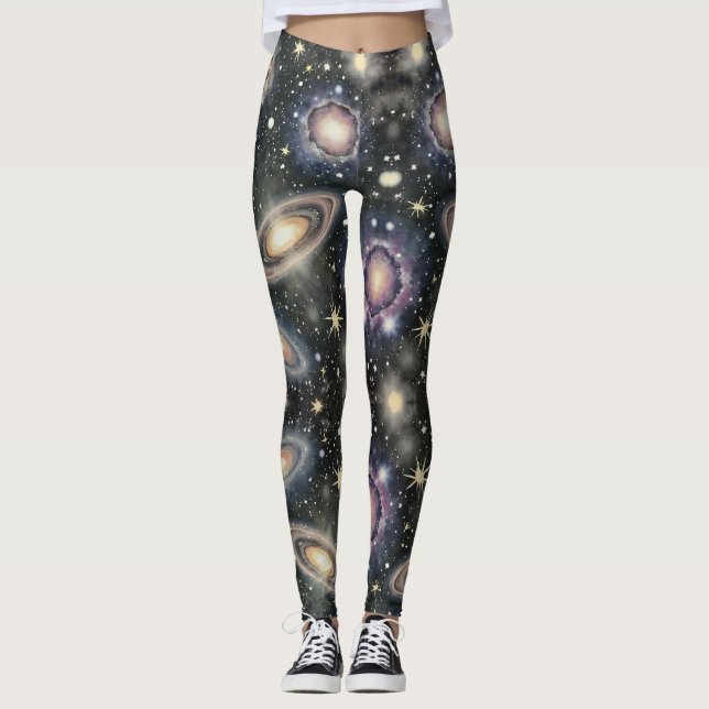 Leggings Patrón de galaxias giratorias (Anverso)