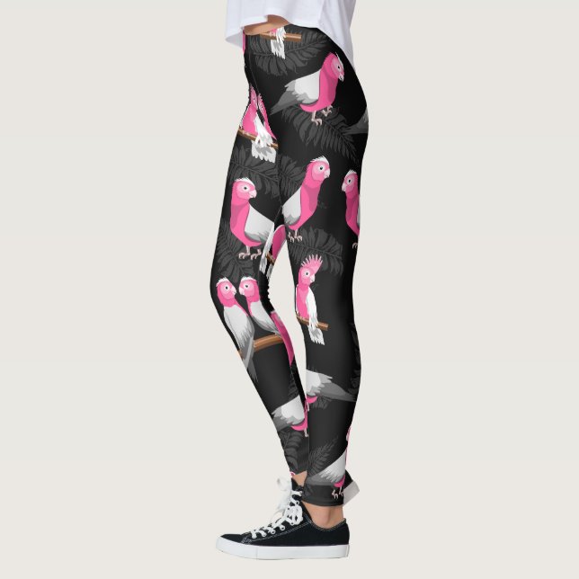 Leggings Patrón de galo de ave rosa (Izquierda)