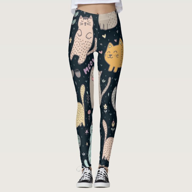 Leggings Patrón de gato (Anverso)