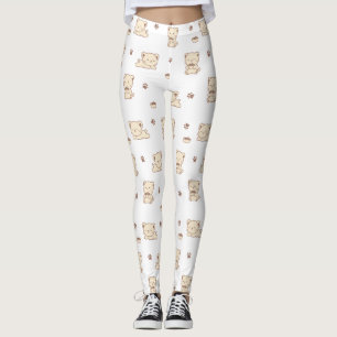 Leggings Patrón de gato beige lindo (2)
