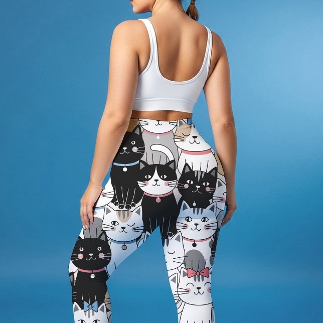 Leggings Patrón de gato caprichoso lindo (Subido por el creador)