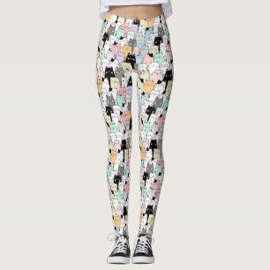 Leggings Patrón de gato de corte
