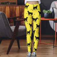Patrón de gato de lunares amarillo y negro lindo a