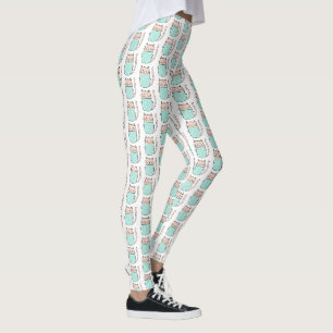 Leggings Patrón de gato floral lindo