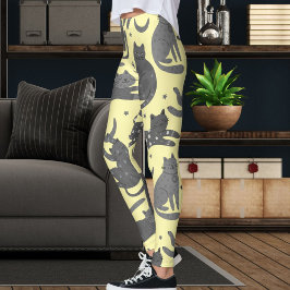 Leggings Patrón de gato gatito crema y gris amante de las m