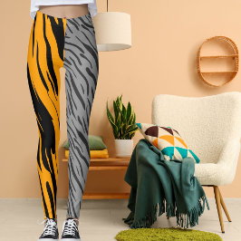 Leggings Patrón de gato salvaje de leopardo fotográfico per