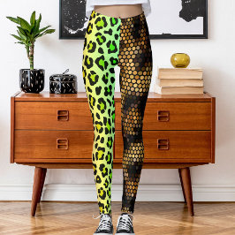 Leggings Patrón de gato salvaje de leopardo fotográfico per