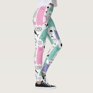 Leggings Patrón de gatos de corte