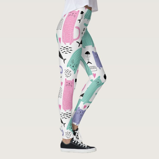 Leggings Patrón de gatos de corte (Derecha)