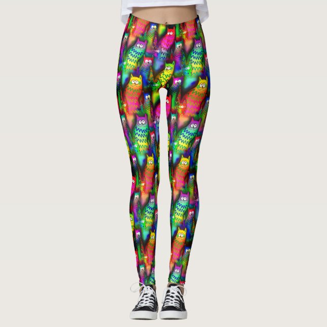 Leggings Patrón de gatos divertidos-54578 (Anverso)