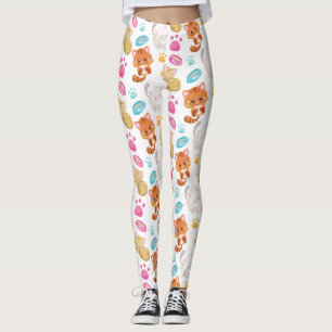 Leggings Patrón de gatos, gatos, gatitos, gatitos, patas