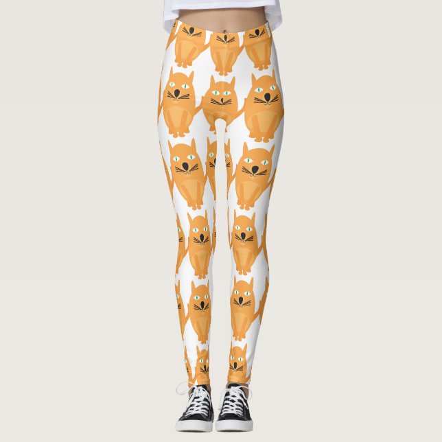 Leggings Patrón de gatos Naranja (Anverso)