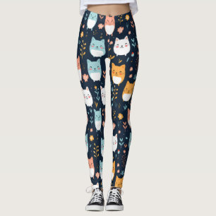 Leggings Patrón de gatos pasteles
