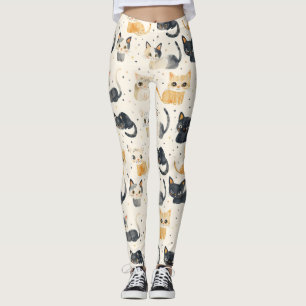 Leggings Patrón de gatos raros