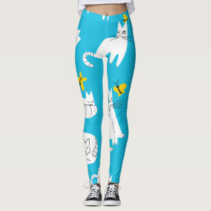 Leggings Patrón de gatos y mariposas de juego