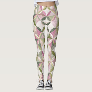 Leggings Patrón de geometría floral pastel Cottagecore