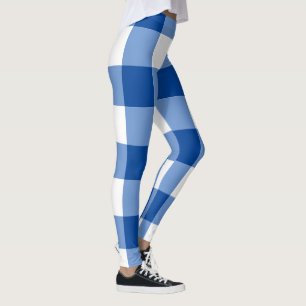 Leggings Patrón de gingham azul