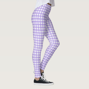 Leggings patrón de gingham púrpura y blanco