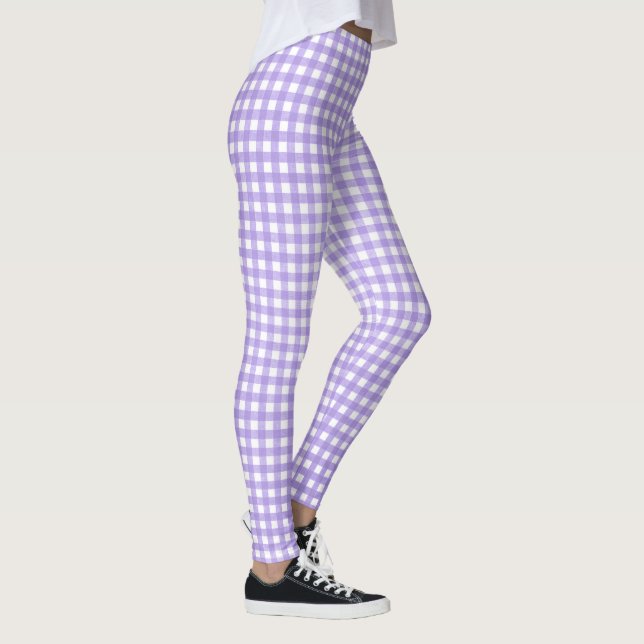 Leggings patrón de gingham púrpura y blanco (Derecha)