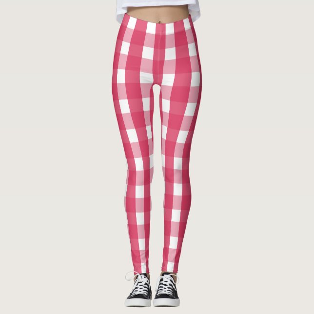 Leggings Patrón de Gingham rosa Socialita (Anverso)