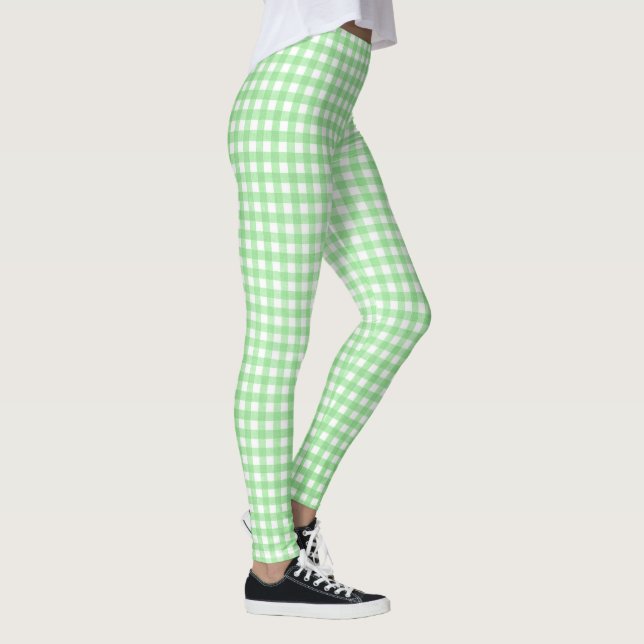 Leggings patrón de gingham verde y blanco (Derecha)