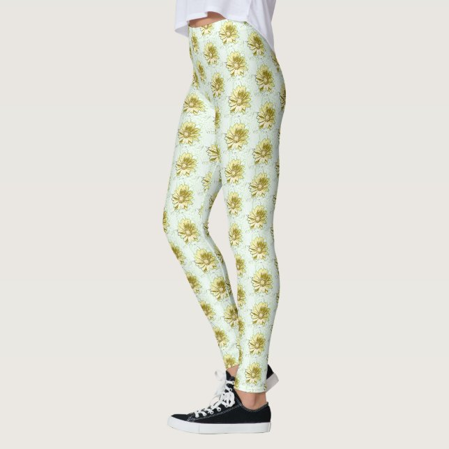 Leggings Patrón de girasol amarillo bonito (Izquierda)