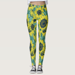 Leggings Patrón de girasol colorido estético
