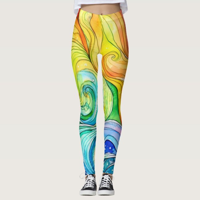 Leggings Patrón de giro arco iris (Anverso)