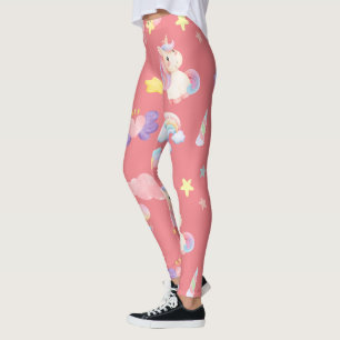 Leggings Patrón de globo de arco iris de unicornio dulce ro