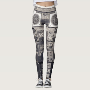 Leggings Patrón de grabadores de cassette retro 80.